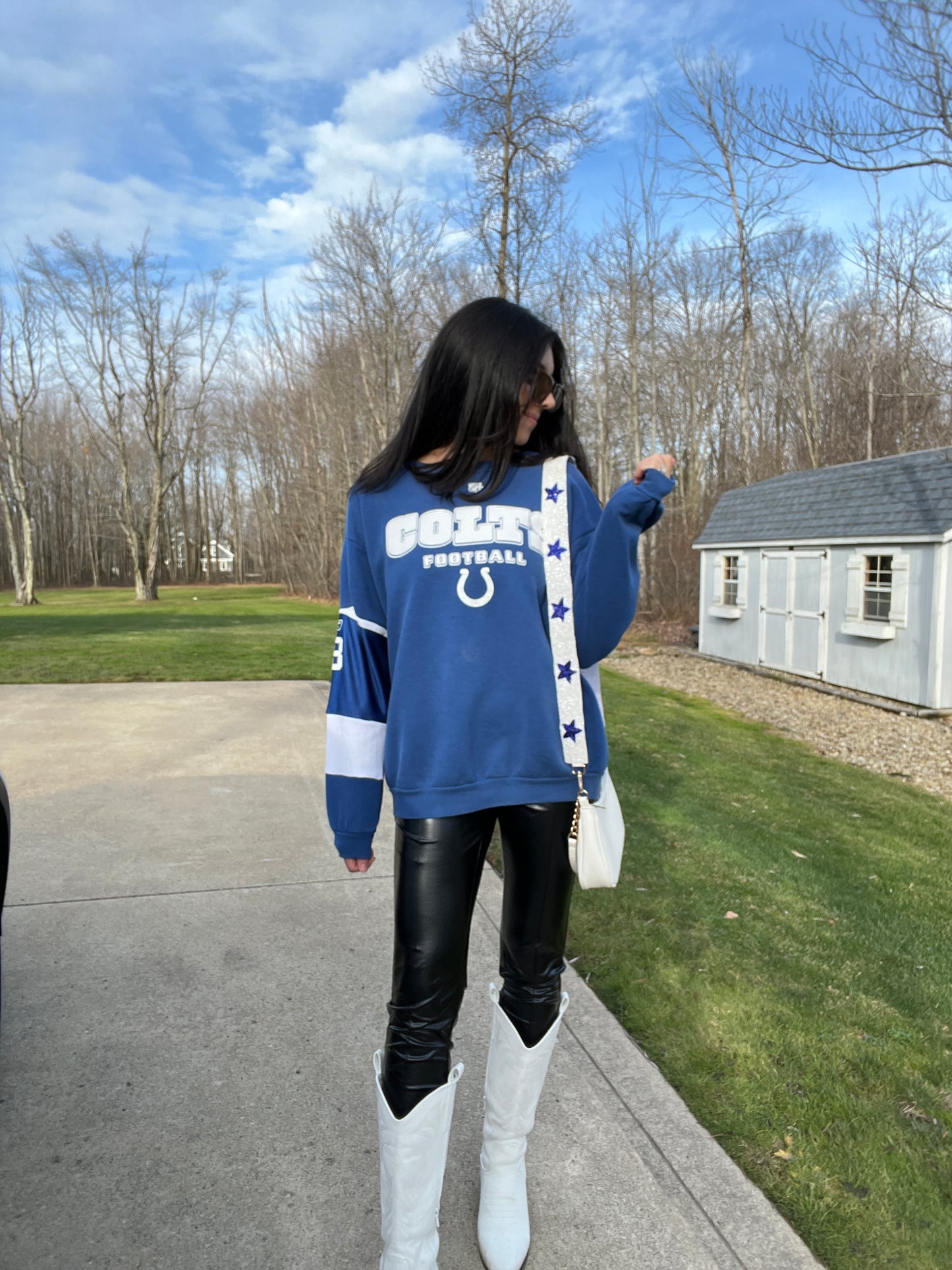 PATCH SLEEVE COLTS CREWNECK