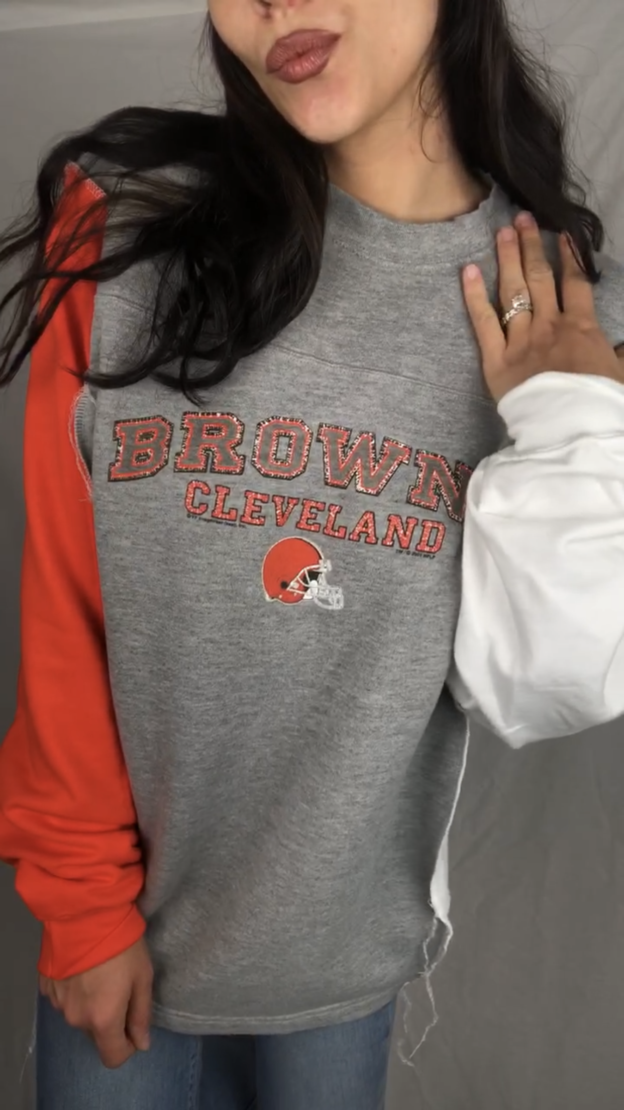 COLOR BLOCK VINTAGE BROWNS CREWNECK