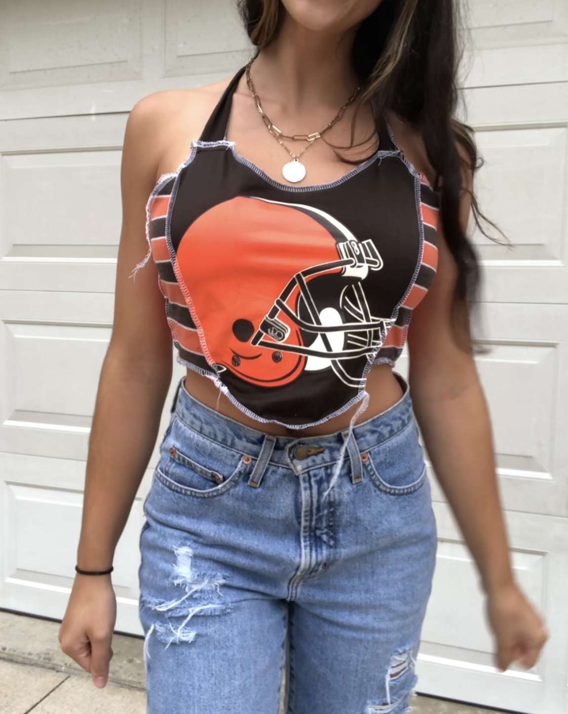CLEVELAND BROWNS STRIPED HALTER TANK