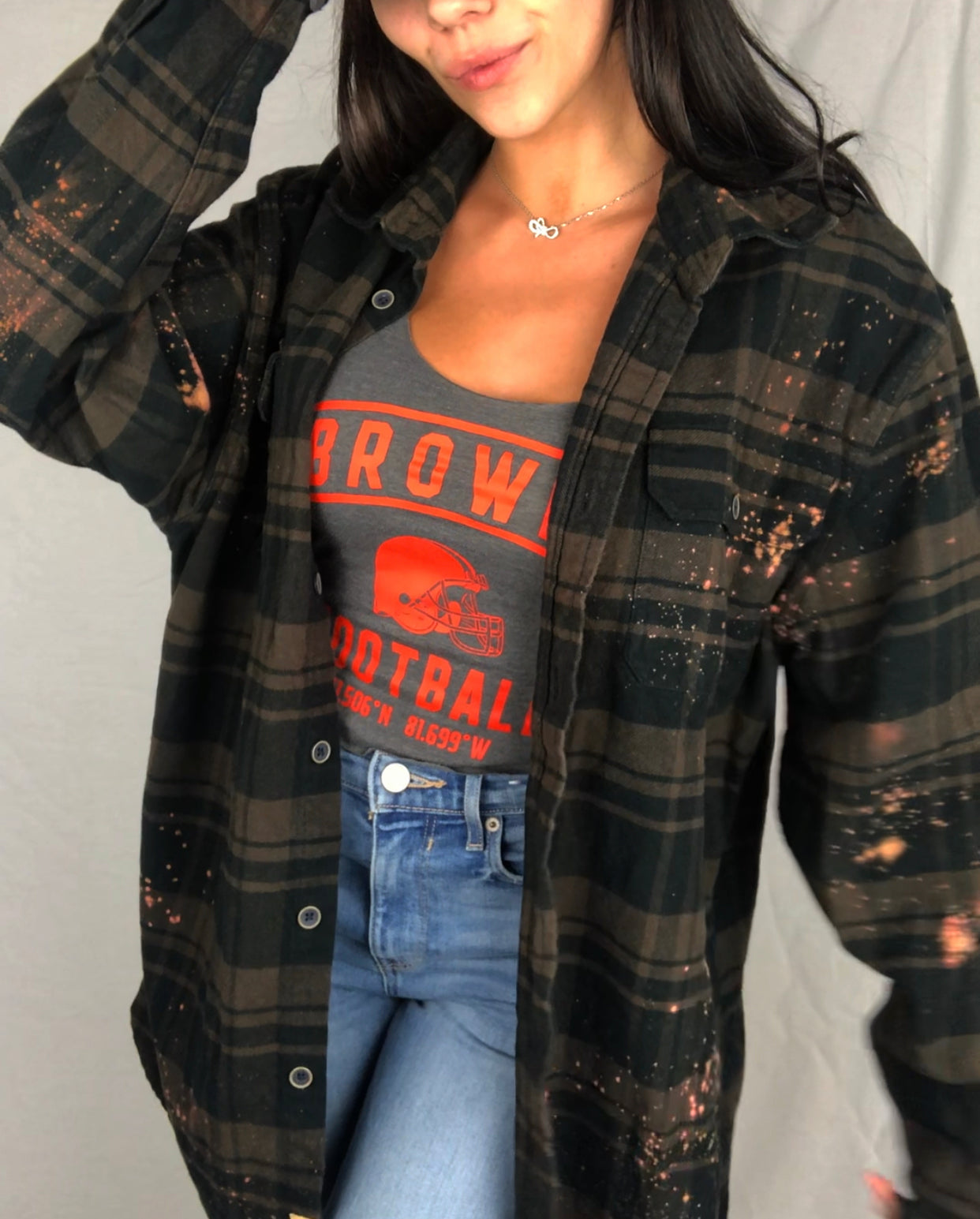 BLACK/BROWN FLANNEL SHACKET