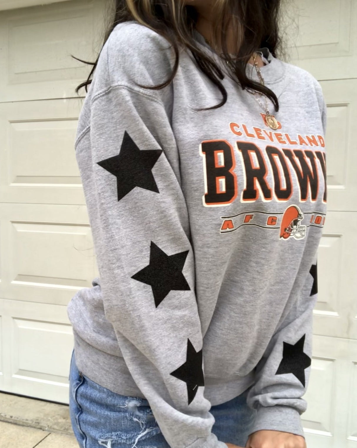 VINTAGE BROWNS STARRY SLEEVE CREW