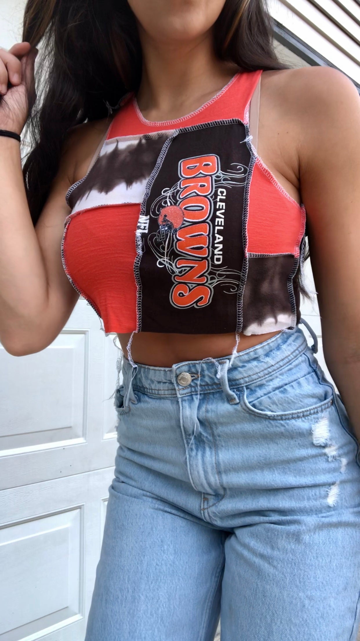 TIE DYE BROWNS PATCHWORK TANK