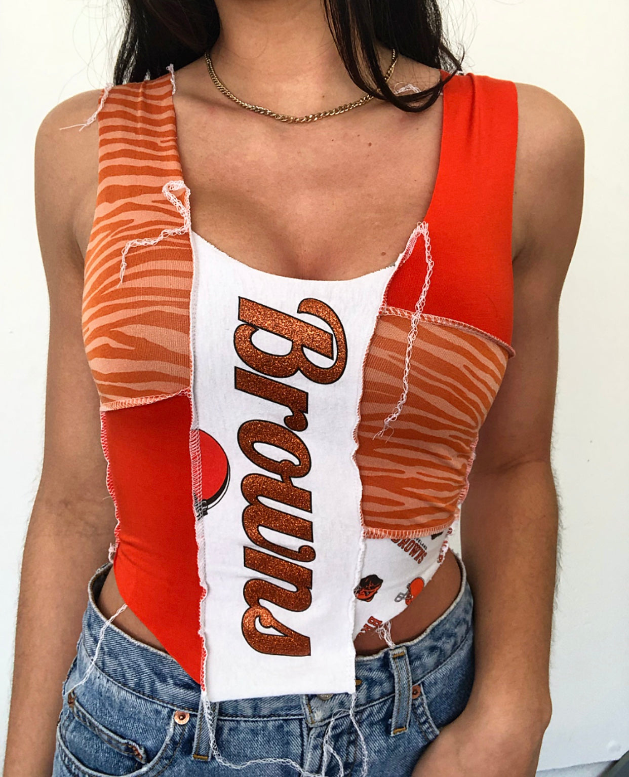 Orange Zebra Browns New Patchwork Tank