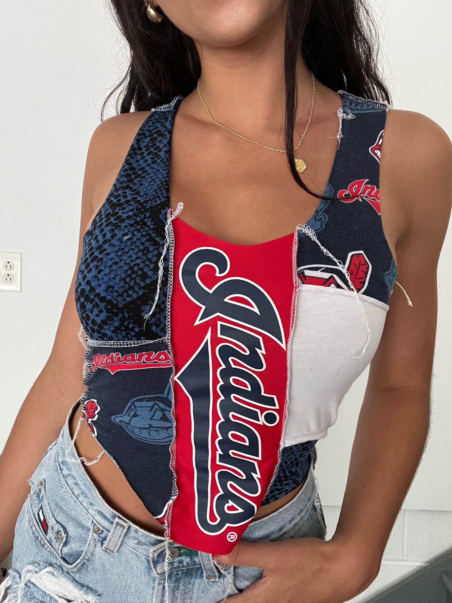SNAKE PRINT PATCHWORK TANK