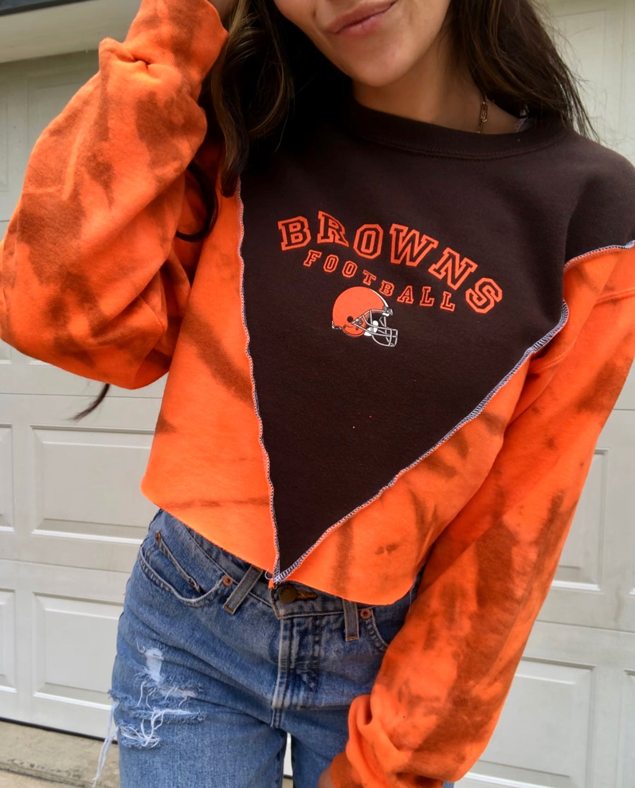 VINTAGE BROWNS COLORBLOCK CREWNECK