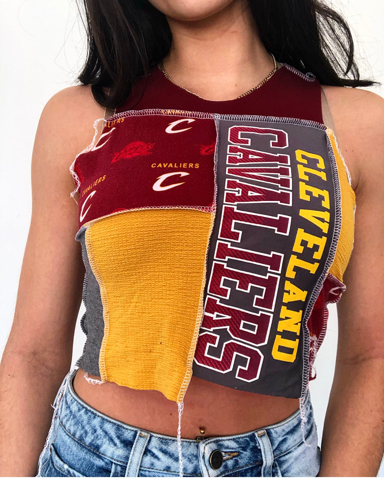 Wine & Gold Cavs Patchwork Tank