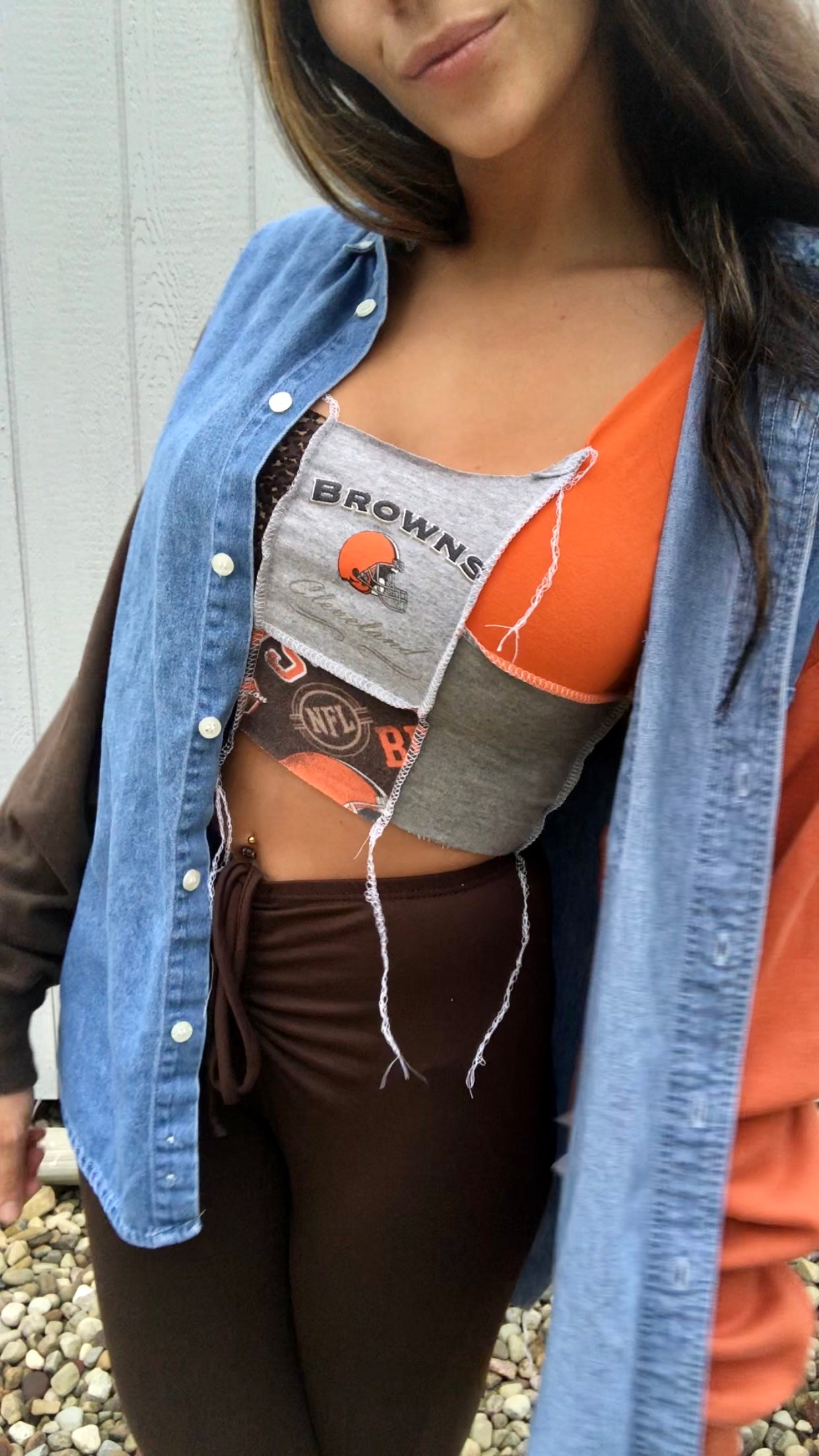 BROWNIES SWEATER SLEEVES DENIM SHIRT