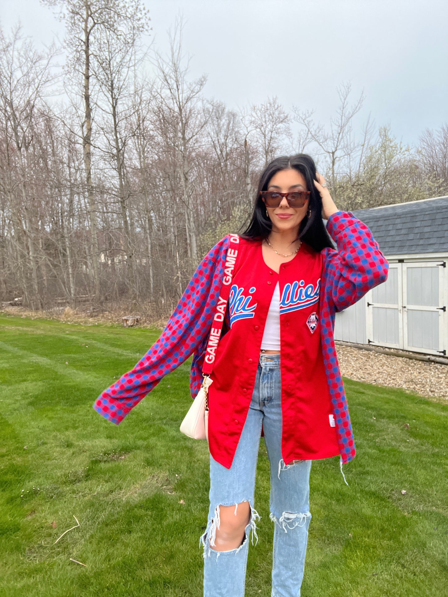 RED PHILLIES JERSEY X FLANNEL