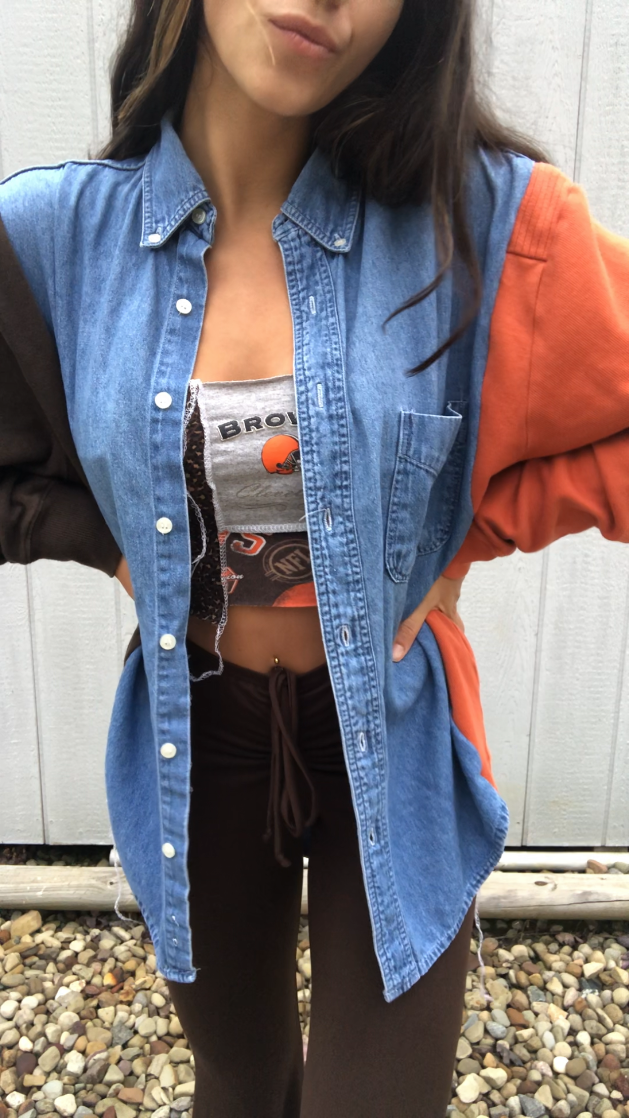 BROWNIES SWEATER SLEEVES DENIM SHIRT