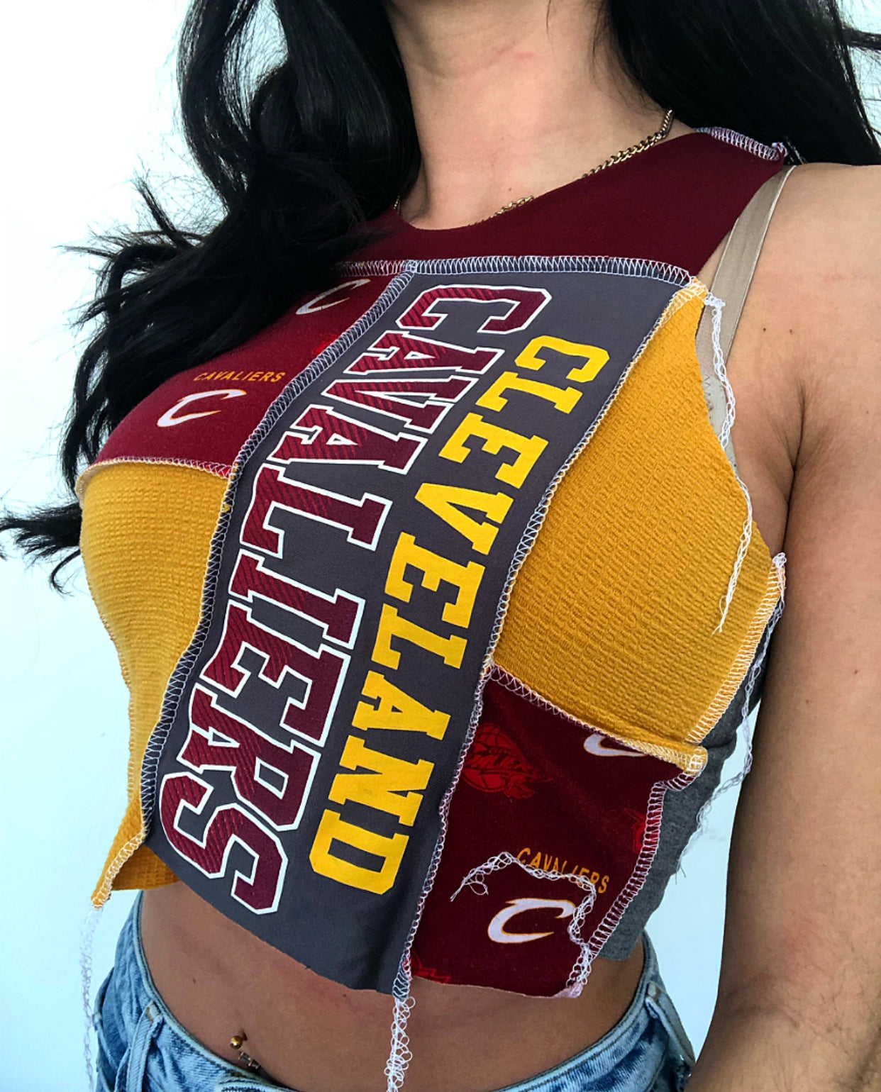 Wine & Gold Cavs Patchwork Tank