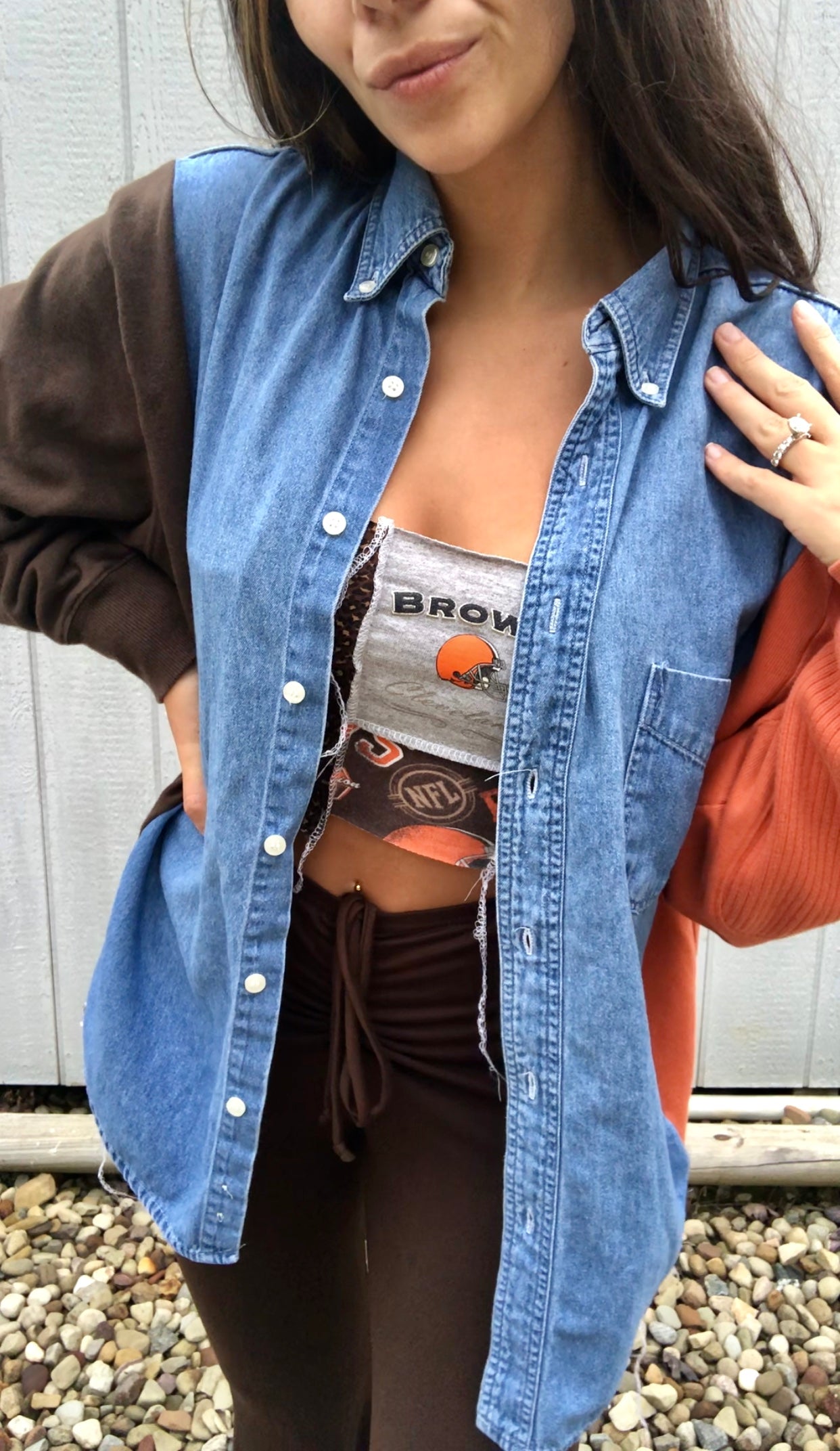 BROWNIES SWEATER SLEEVES DENIM SHIRT