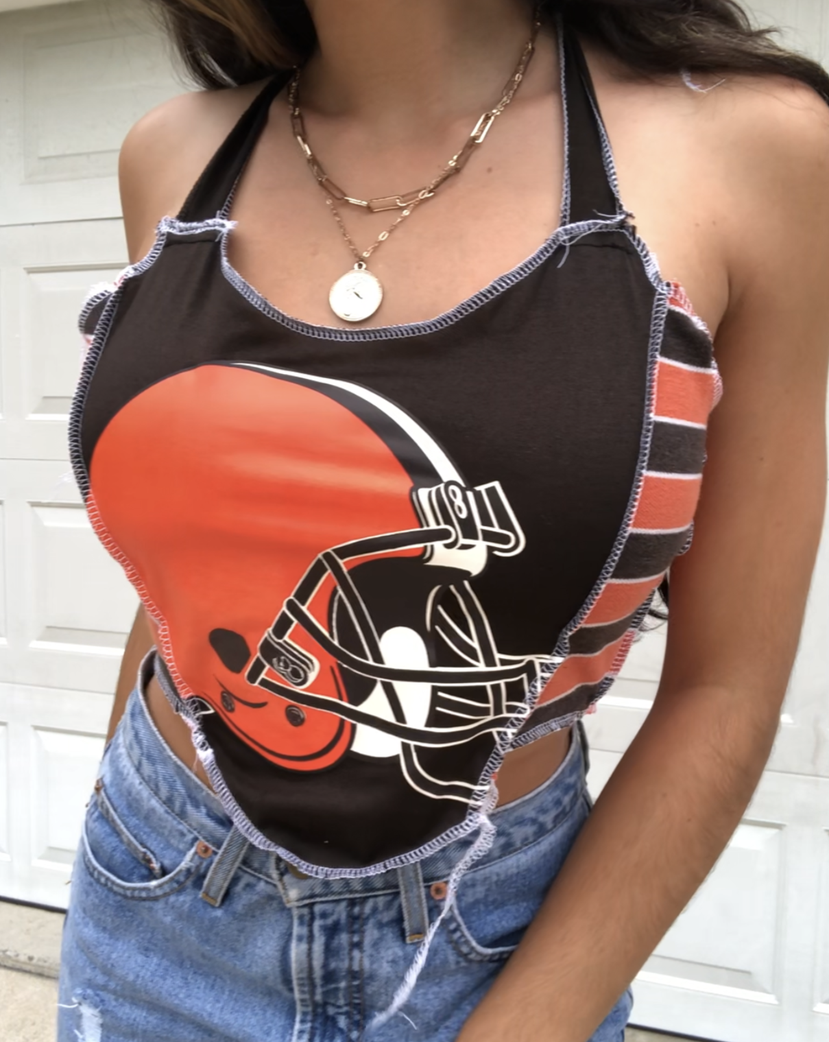 CLEVELAND BROWNS STRIPED HALTER TANK