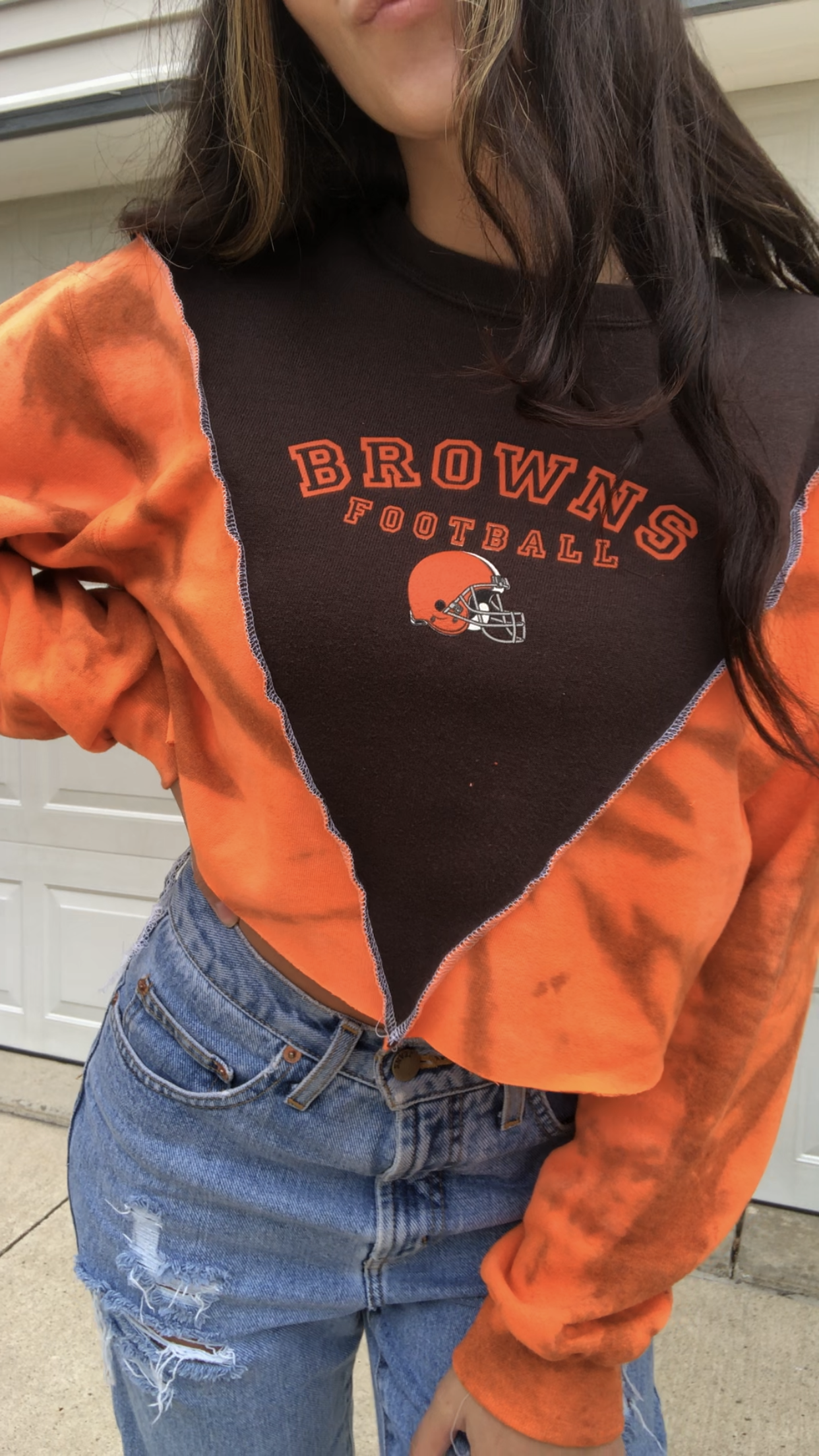 VINTAGE BROWNS COLORBLOCK CREWNECK