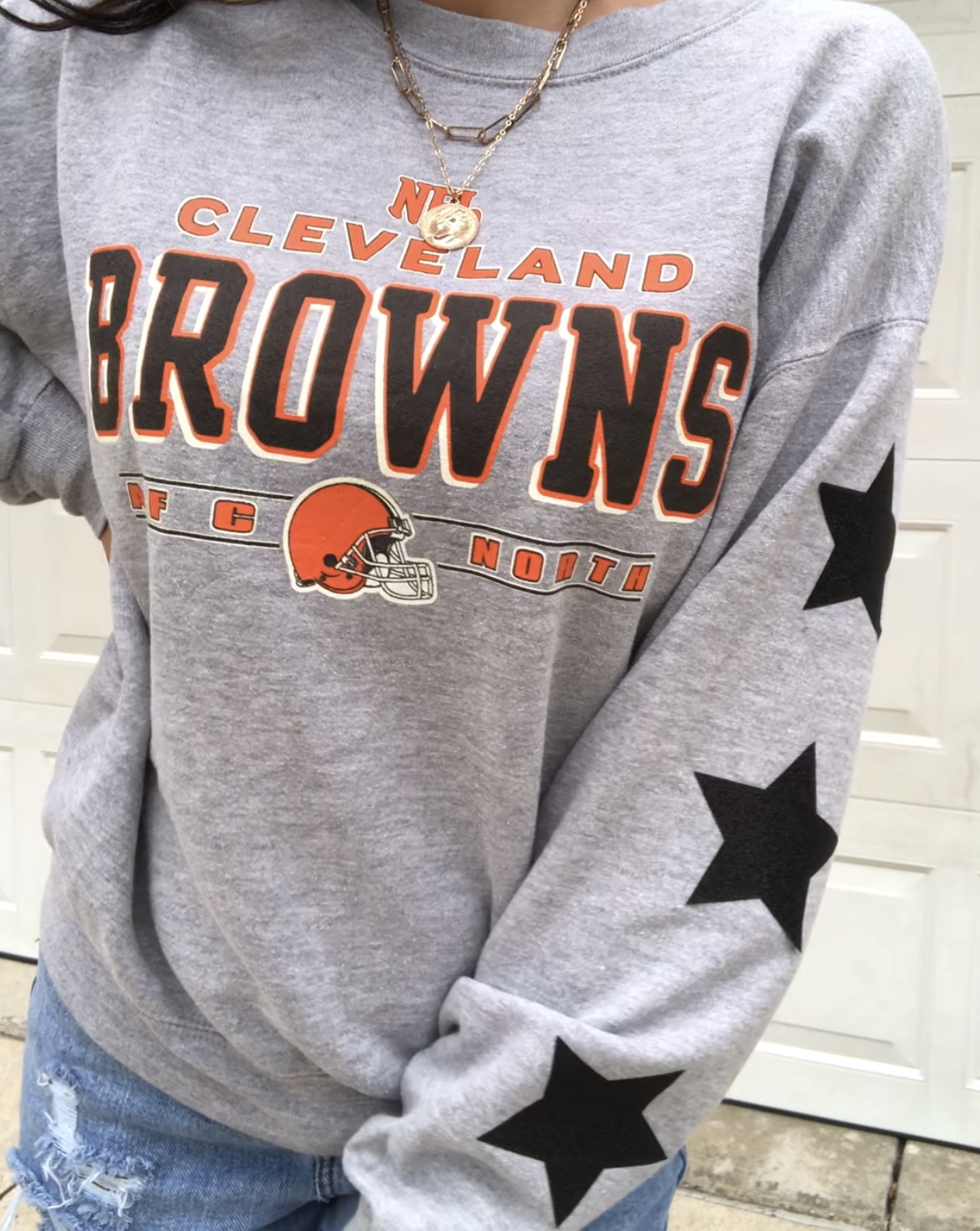 VINTAGE BROWNS STARRY SLEEVE CREW