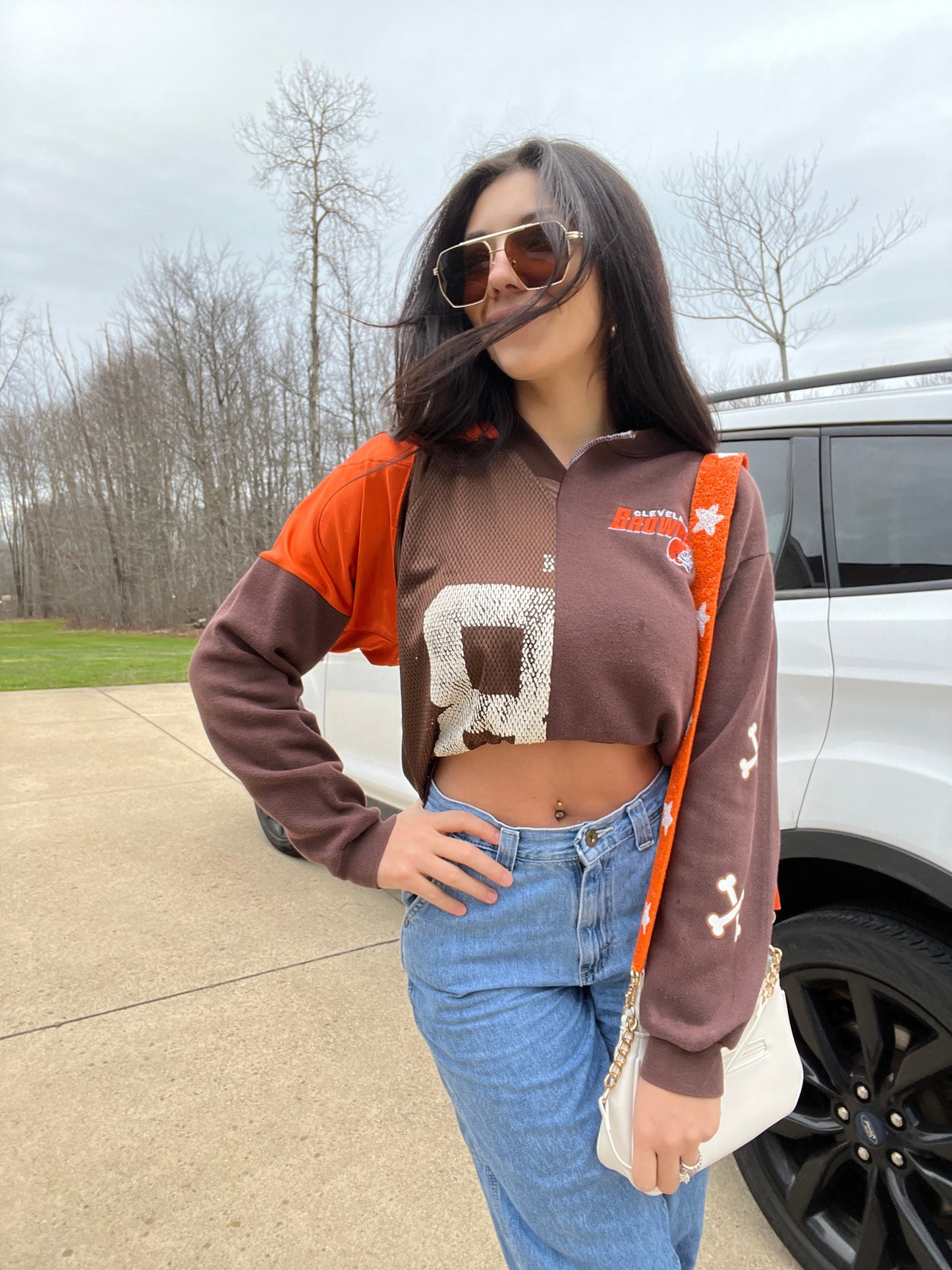 SPLIT BROWNS JERSEY X CREWNECK