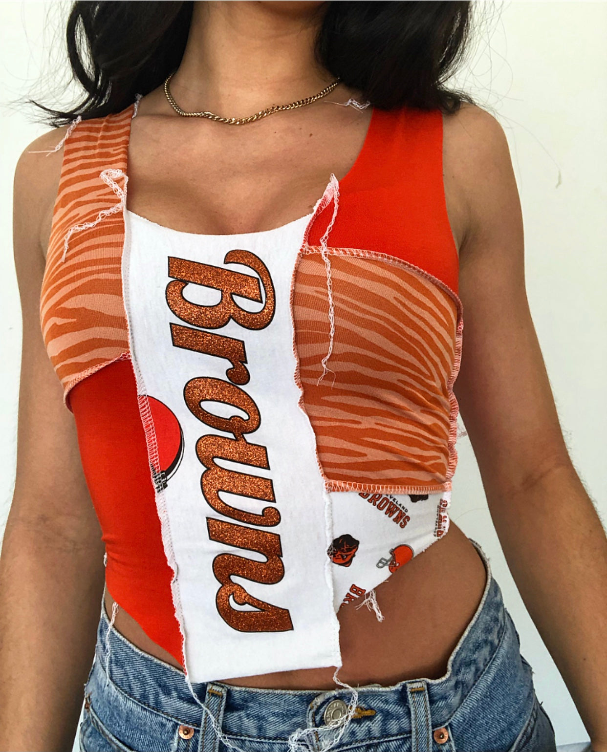 Orange Zebra Browns New Patchwork Tank