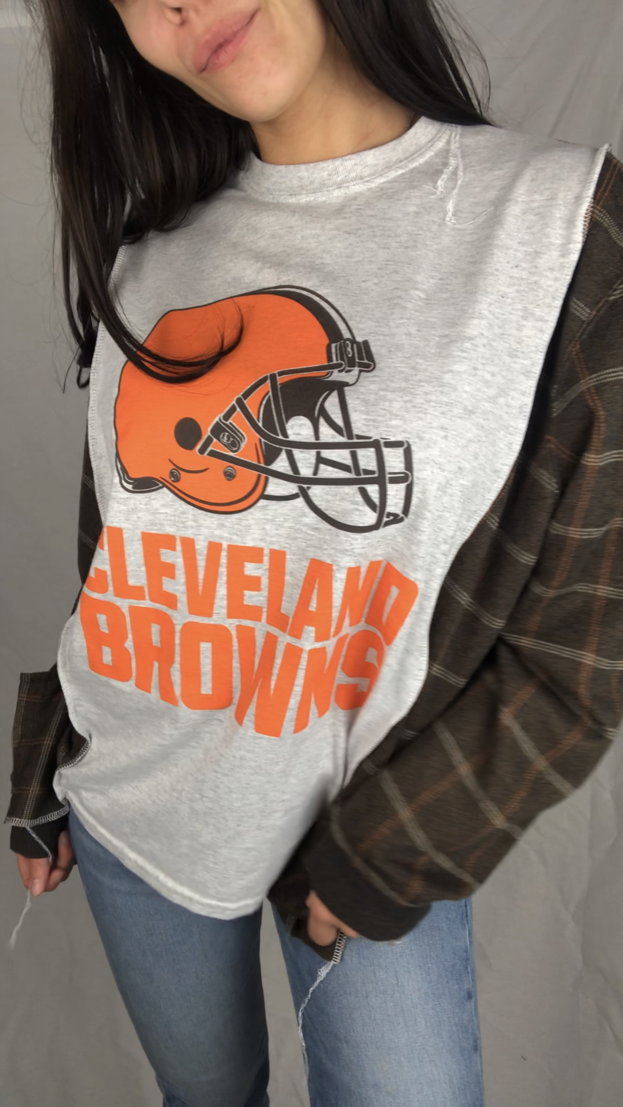 CLEVELAND BROWNS KNIT SLEEVES TOP