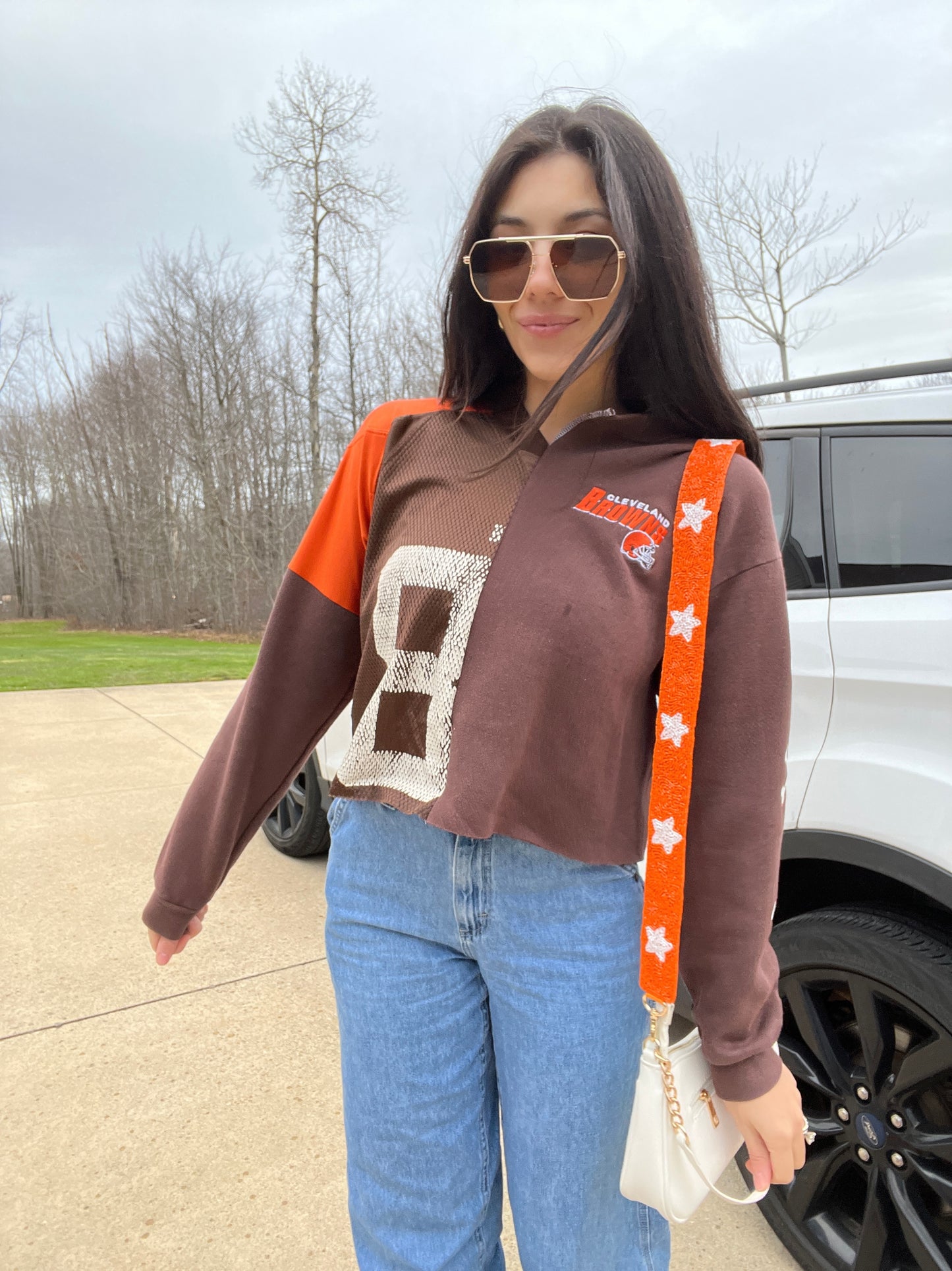 SPLIT BROWNS JERSEY X CREWNECK