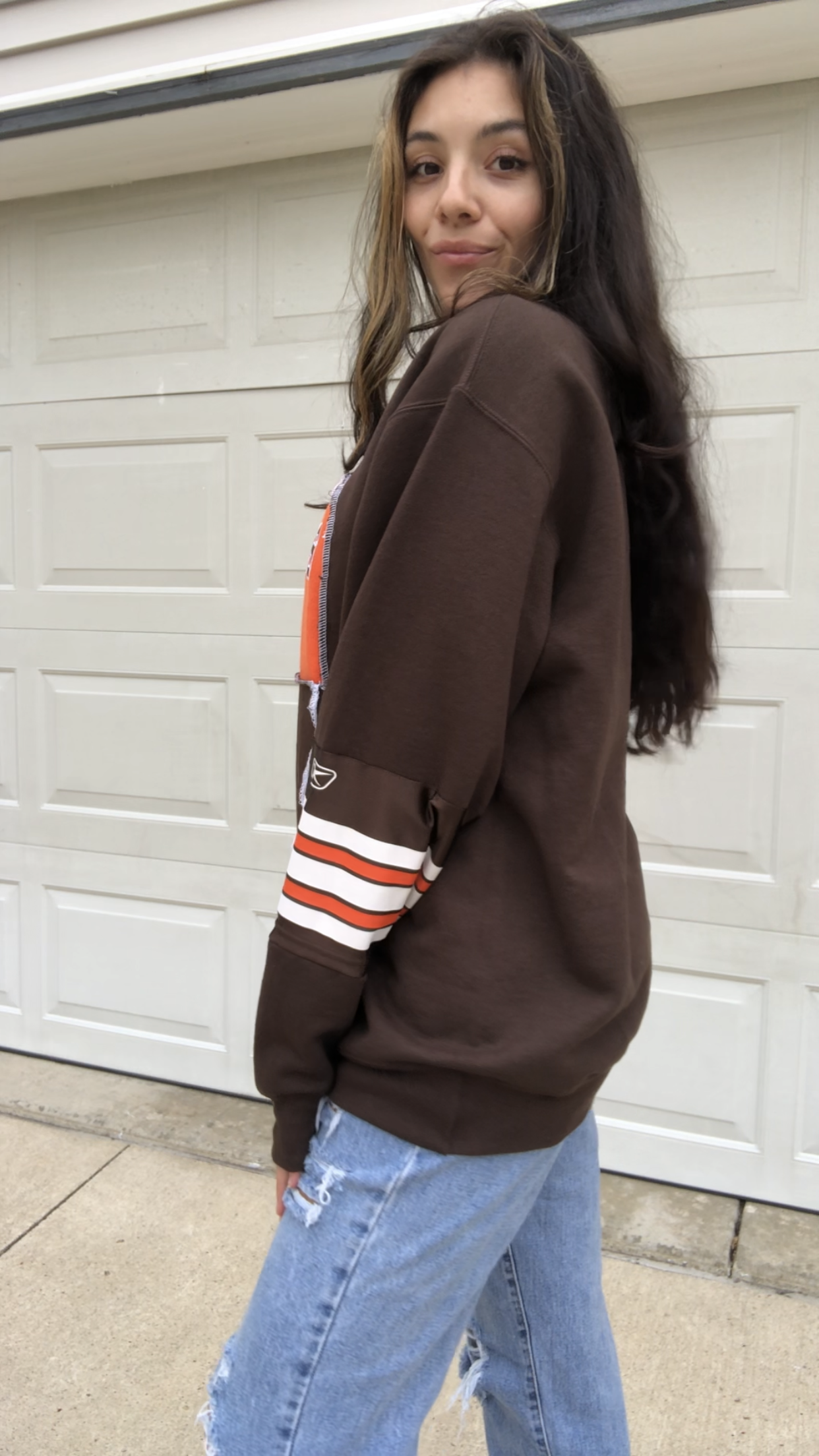 BROWNS JERSEY SLEEVE CREWNECK