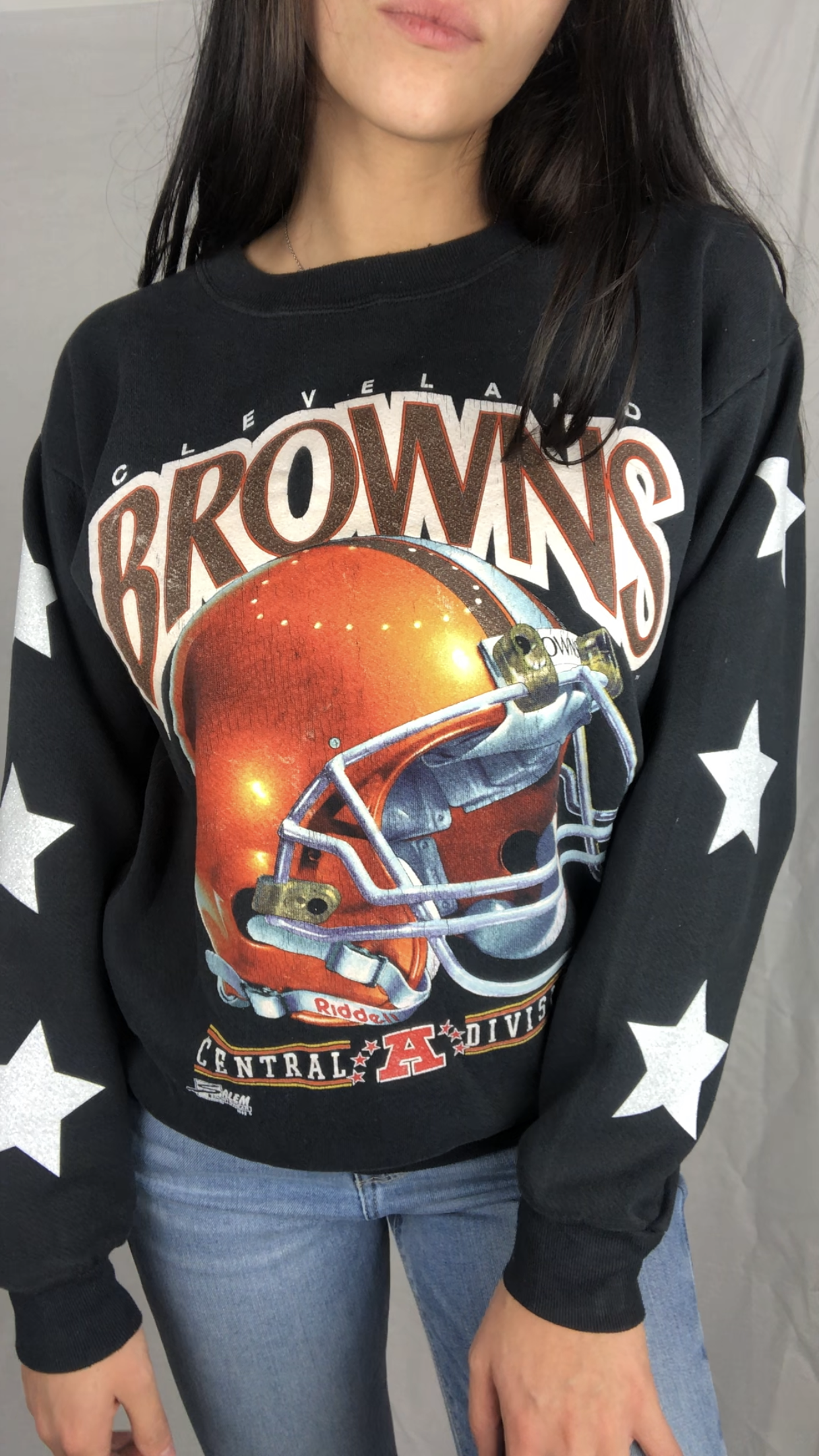 VINTAGE BROWNS STAR SLEEVE CREW