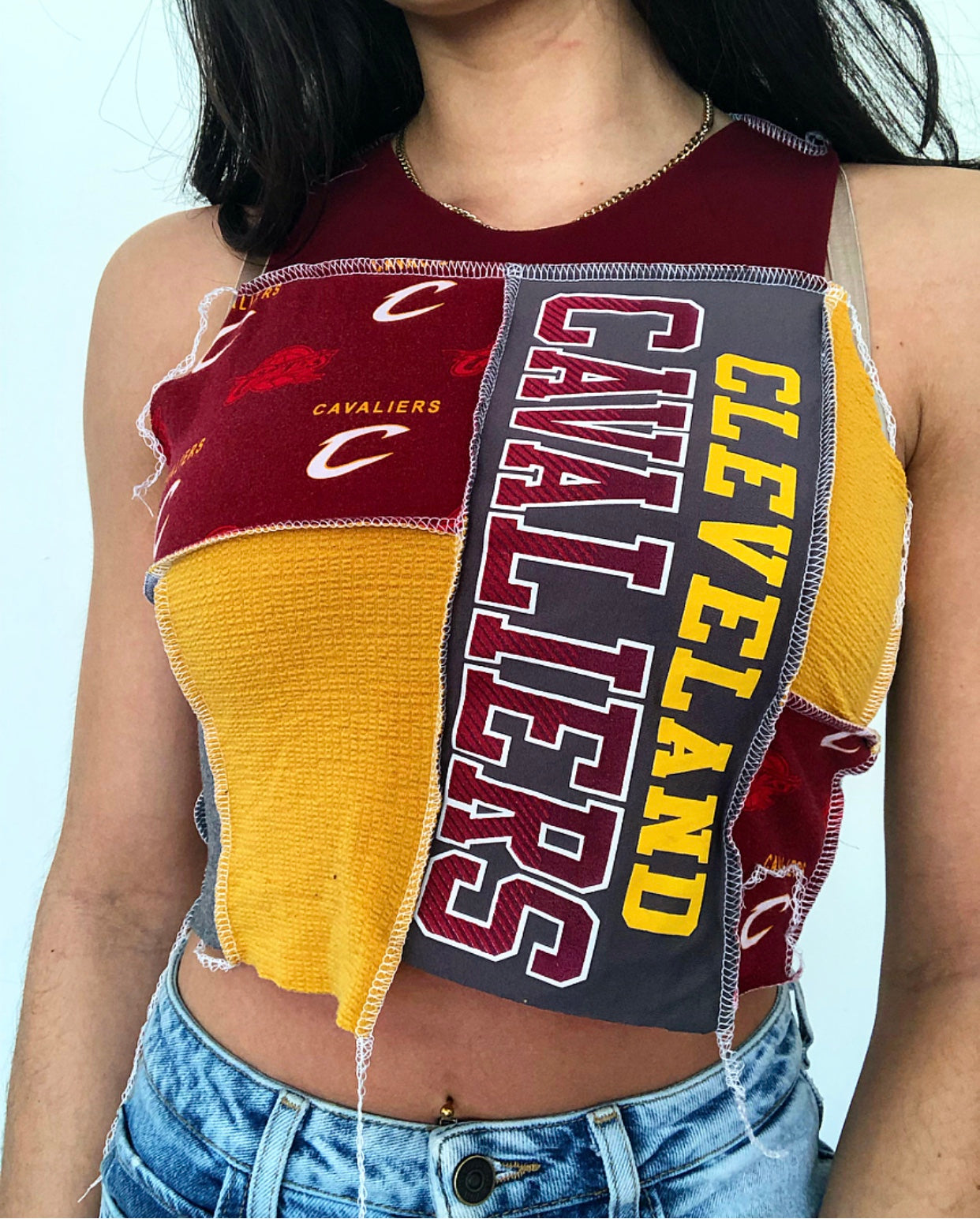 Wine & Gold Cavs Patchwork Tank