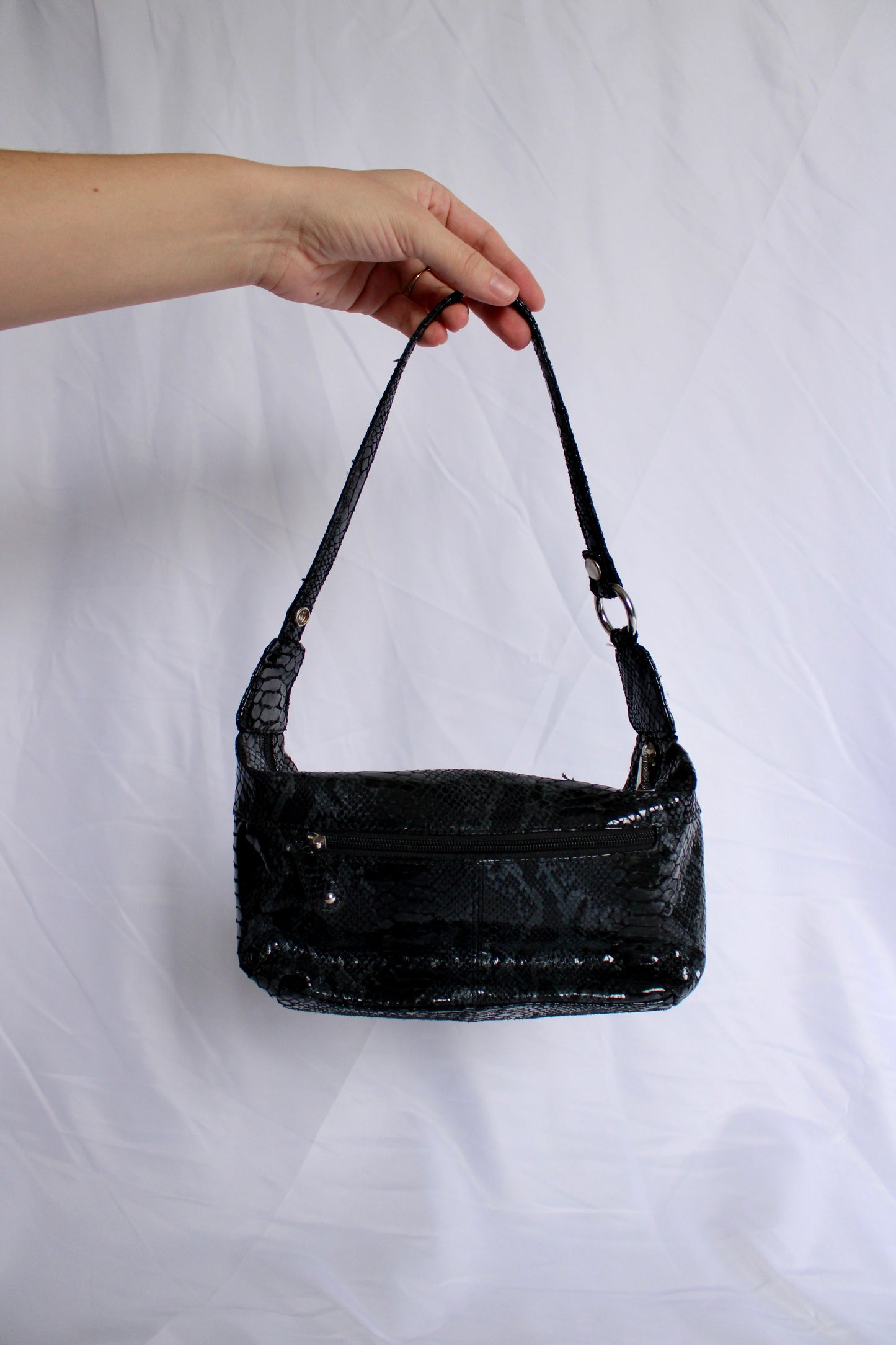 BLACK & SILVER BROOCH BAG