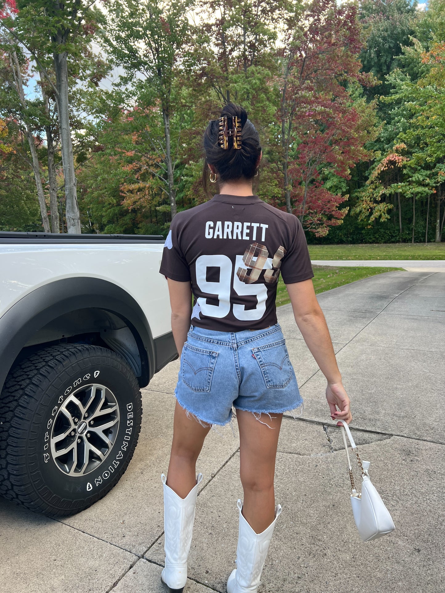 Myles Garrett Plaid Sticker Jersey