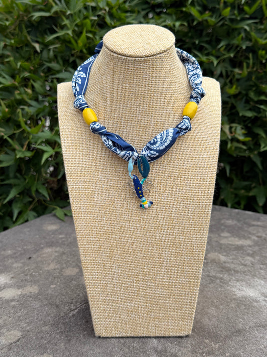Crawfish Vintage Pendant Necklace