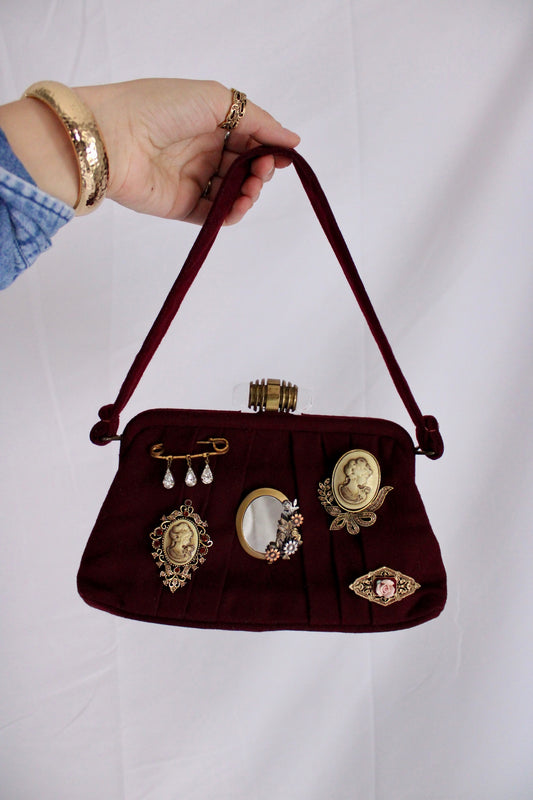 BURGUNDY BROOCH BAG