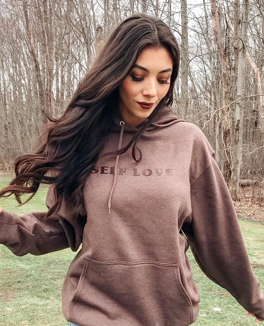 CHOCOLATE BROWN SELF LOVE HOODIE