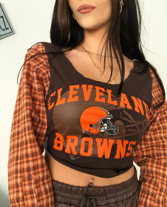 BROWNS FLANNEL SLEEVE TOP