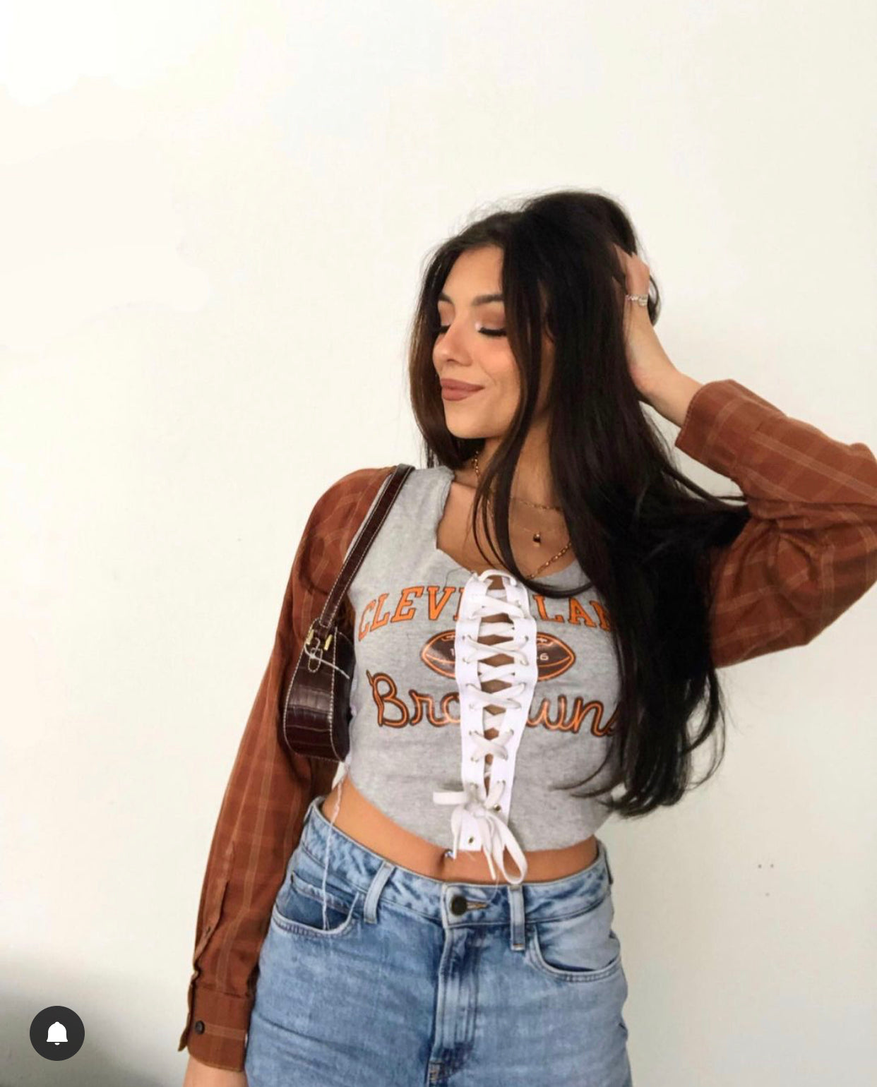 LACE UP BROWNS TOP