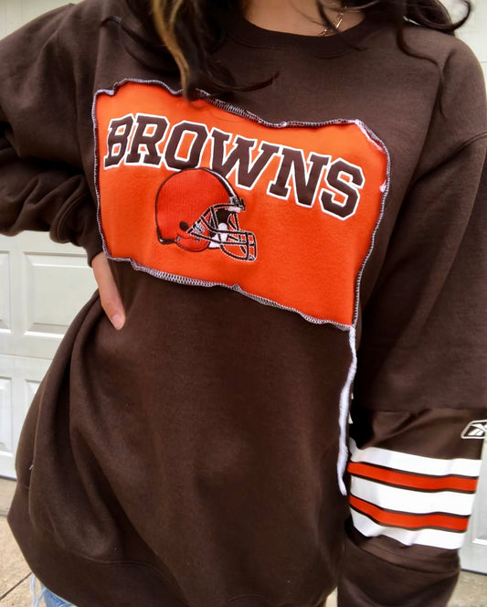 BROWNS JERSEY SLEEVE CREWNECK