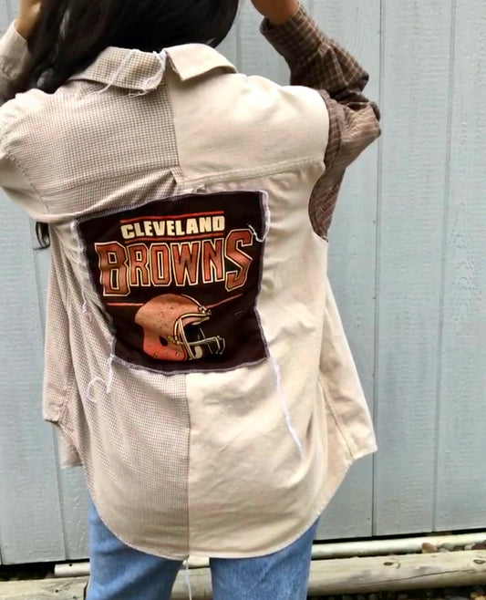 CLEVELAND BROWNS PATCHWORK FLANNEL