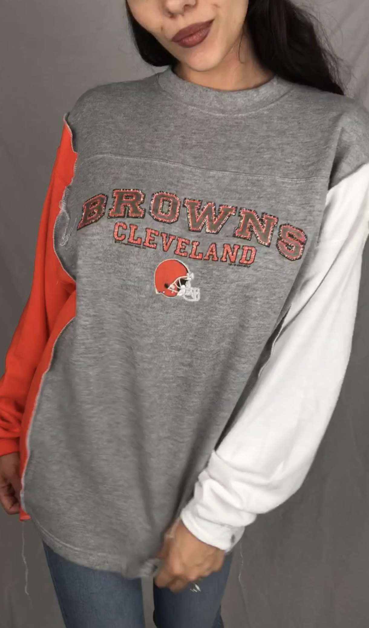 COLOR BLOCK VINTAGE BROWNS CREWNECK