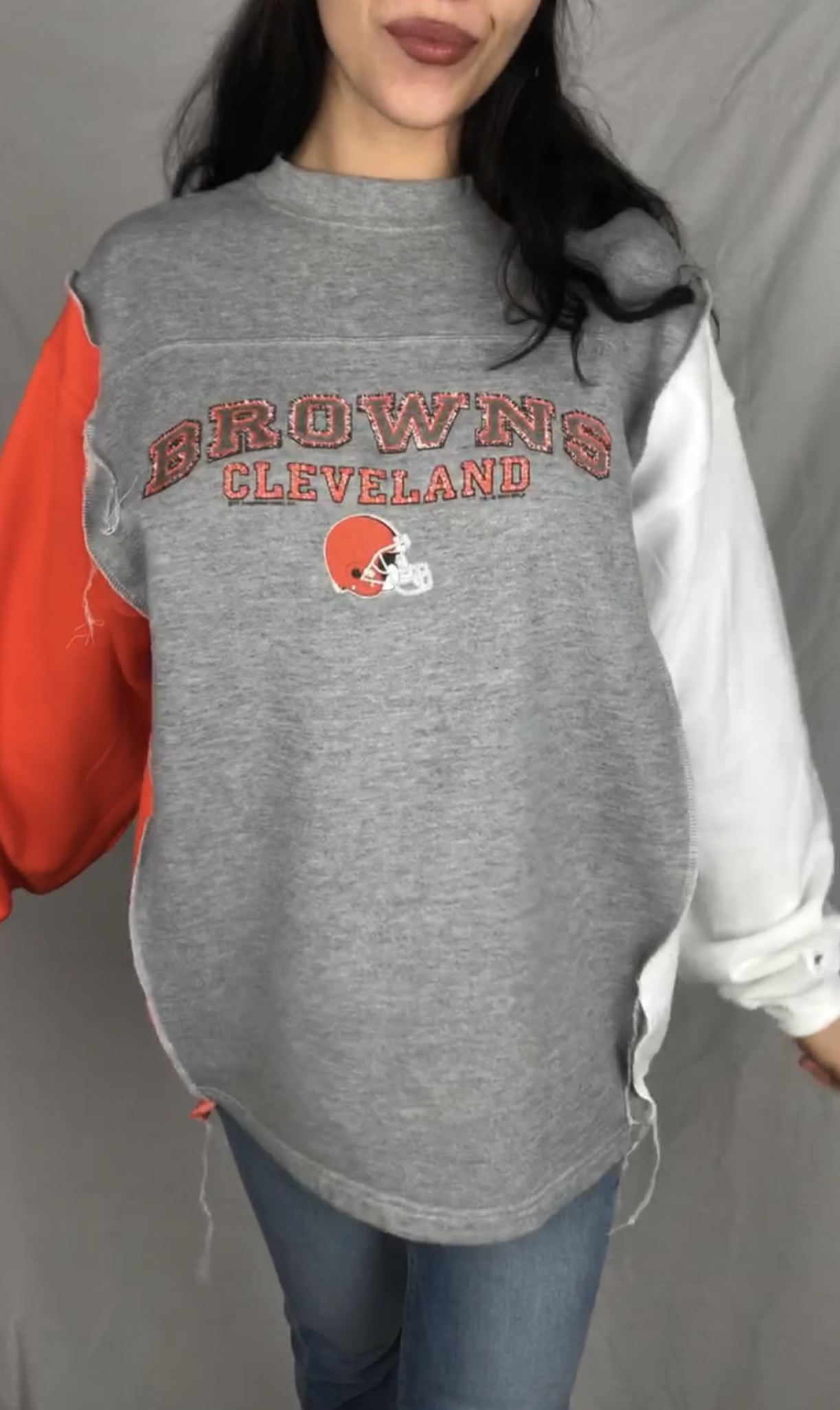 COLOR BLOCK VINTAGE BROWNS CREWNECK