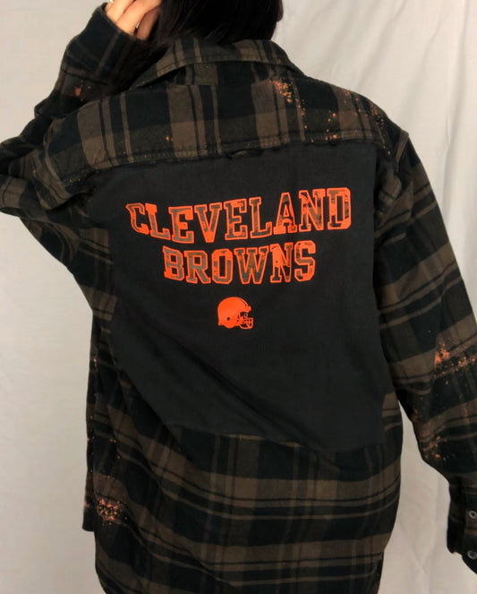 BLACK/BROWN FLANNEL SHACKET