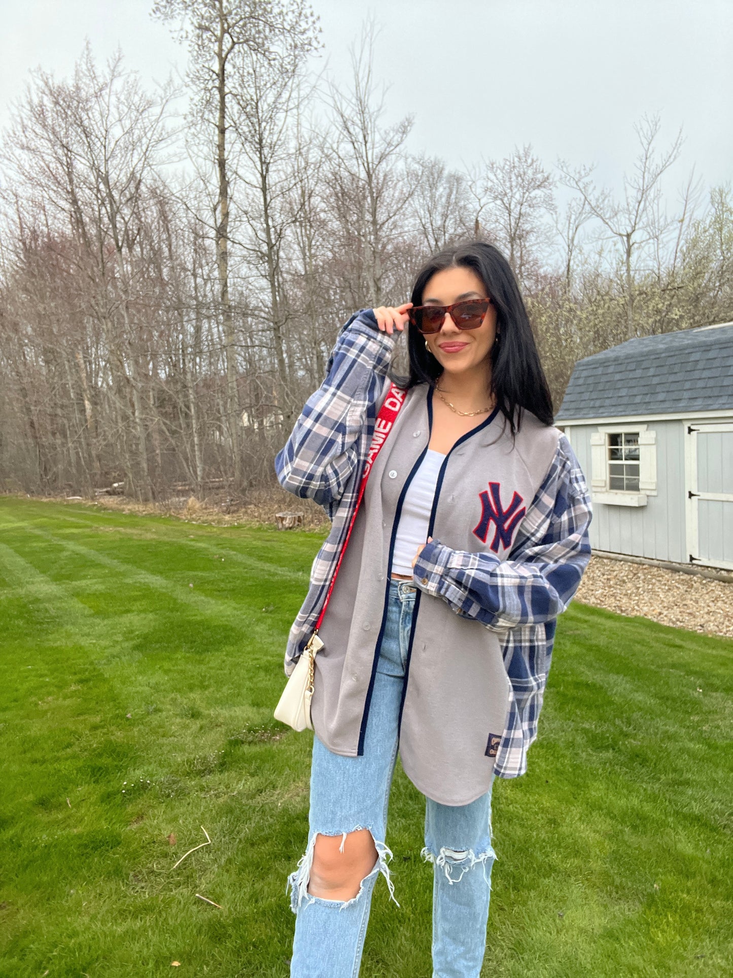 YANKEES GRAY JERSEY X FLANNEL