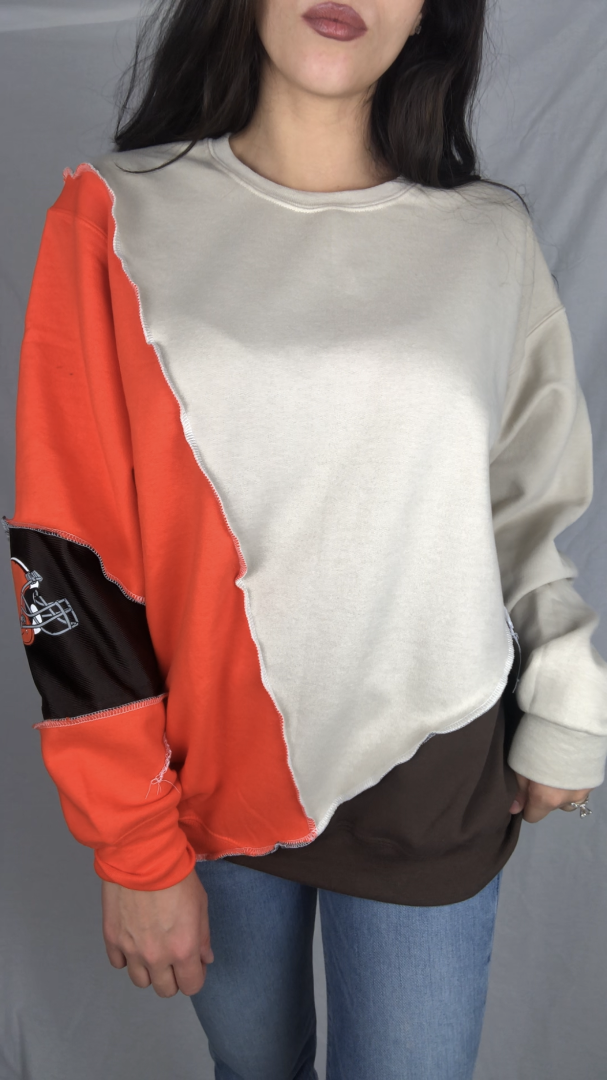 BROWNS COLOR BLOCK CREWNECK