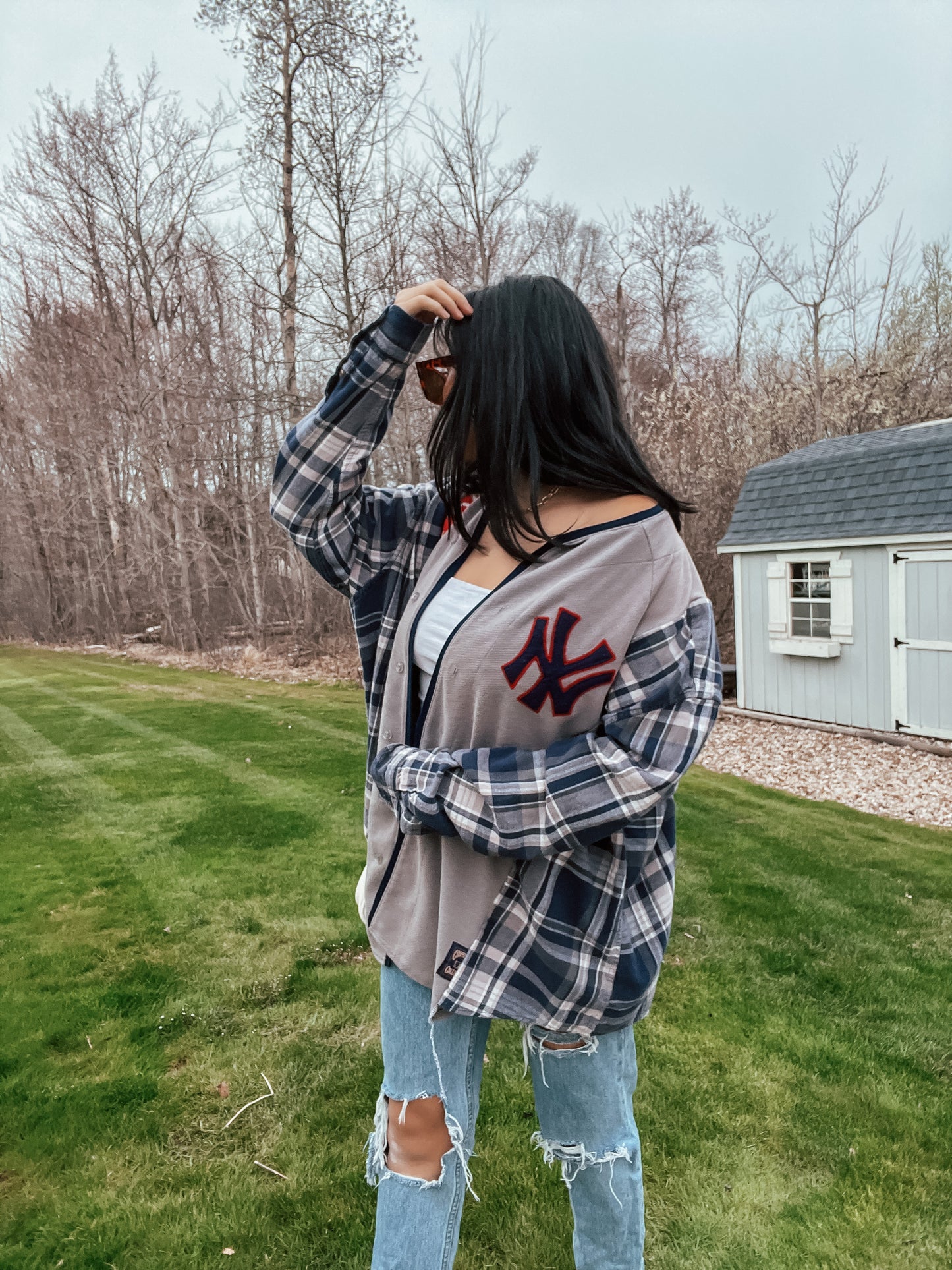 YANKEES GRAY JERSEY X FLANNEL