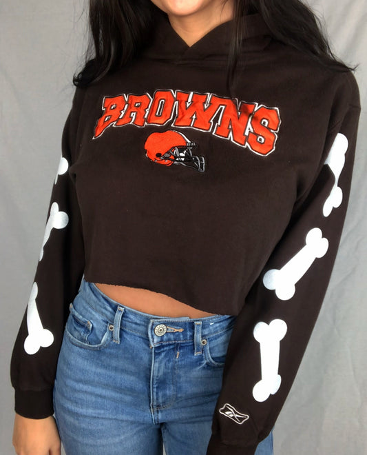 BONE SLEEVES CROPPED HOODIE